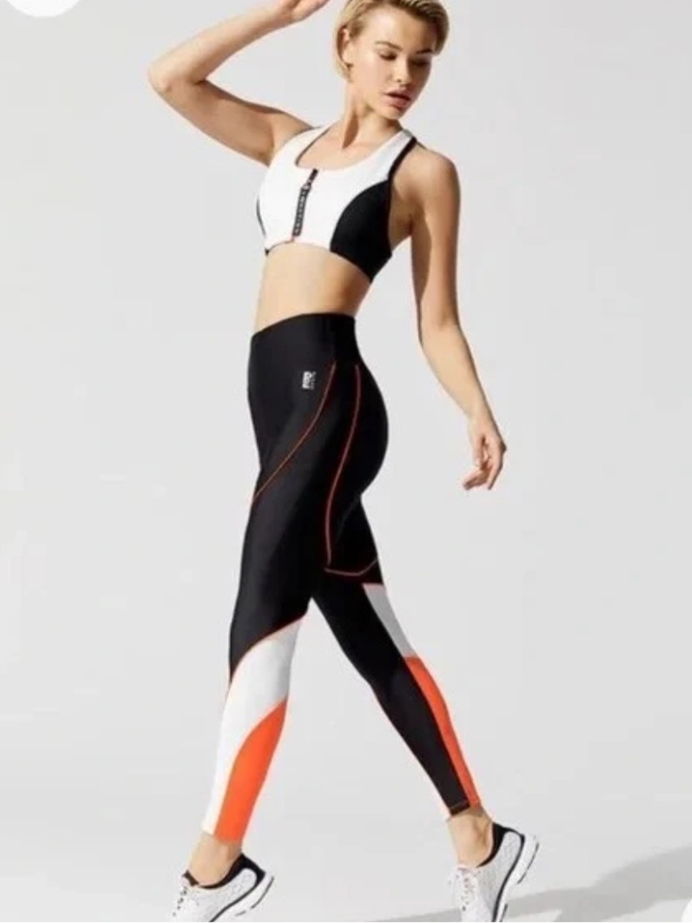 P. E. Nation Trackbar women’s Black Tights with Orange Trim leggings Small